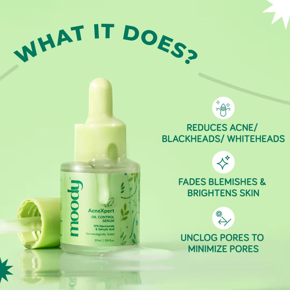 Moody Acnexpert Face Serum For Oily Skin With Niacinamide 10% , Salicylic Acid & Azelaic Acid