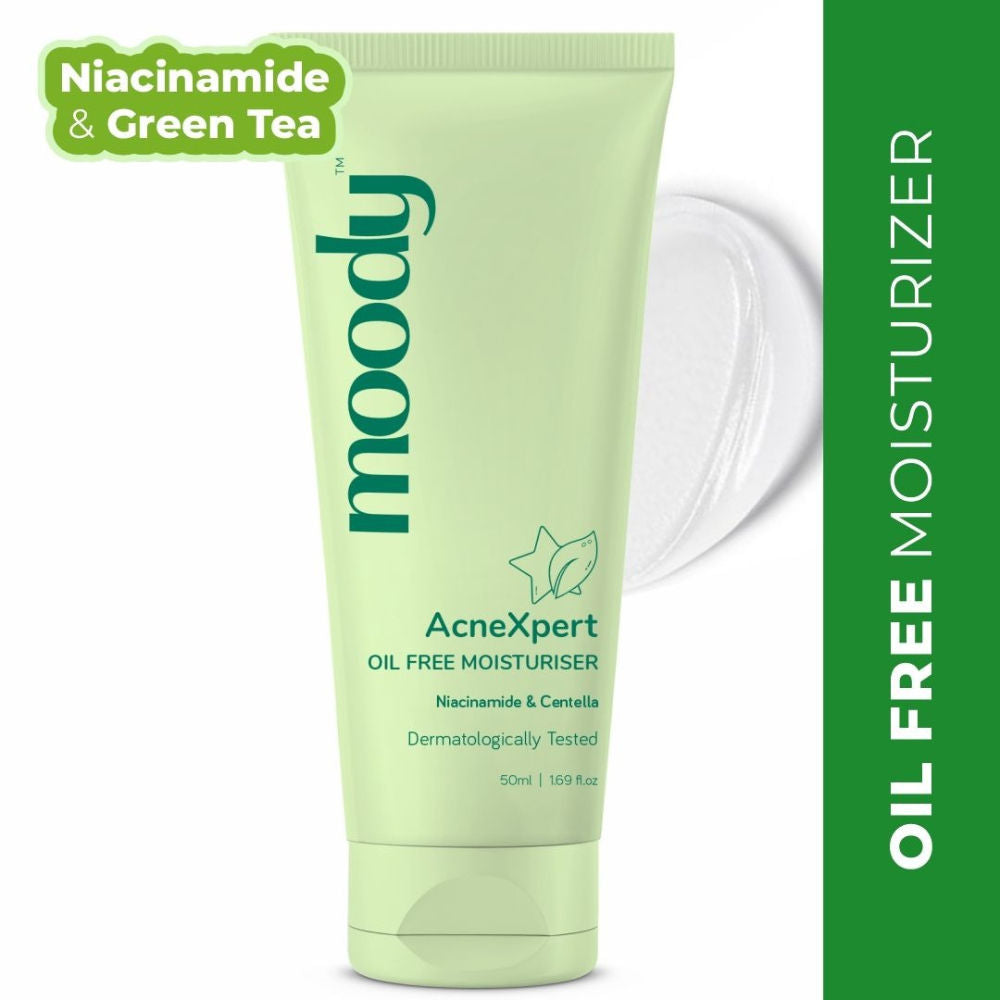 Moody AcneXpert Oil Free Moisturizer with Niacinamide & Green Tea for Oily & Acne Prone Skin