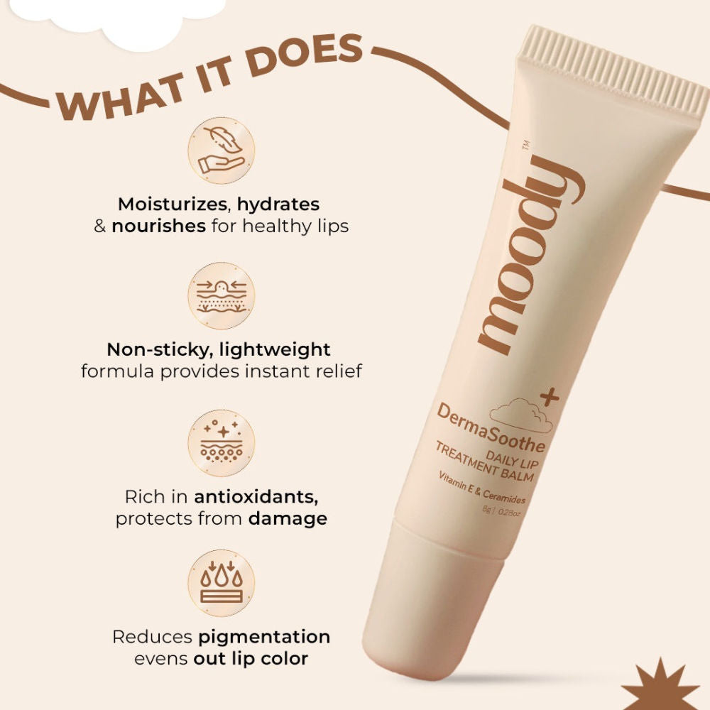 Moody Dermasoothe Lip Treatment Balm with Ceramides & Peptides For Hydration & Anti-Pigmentation