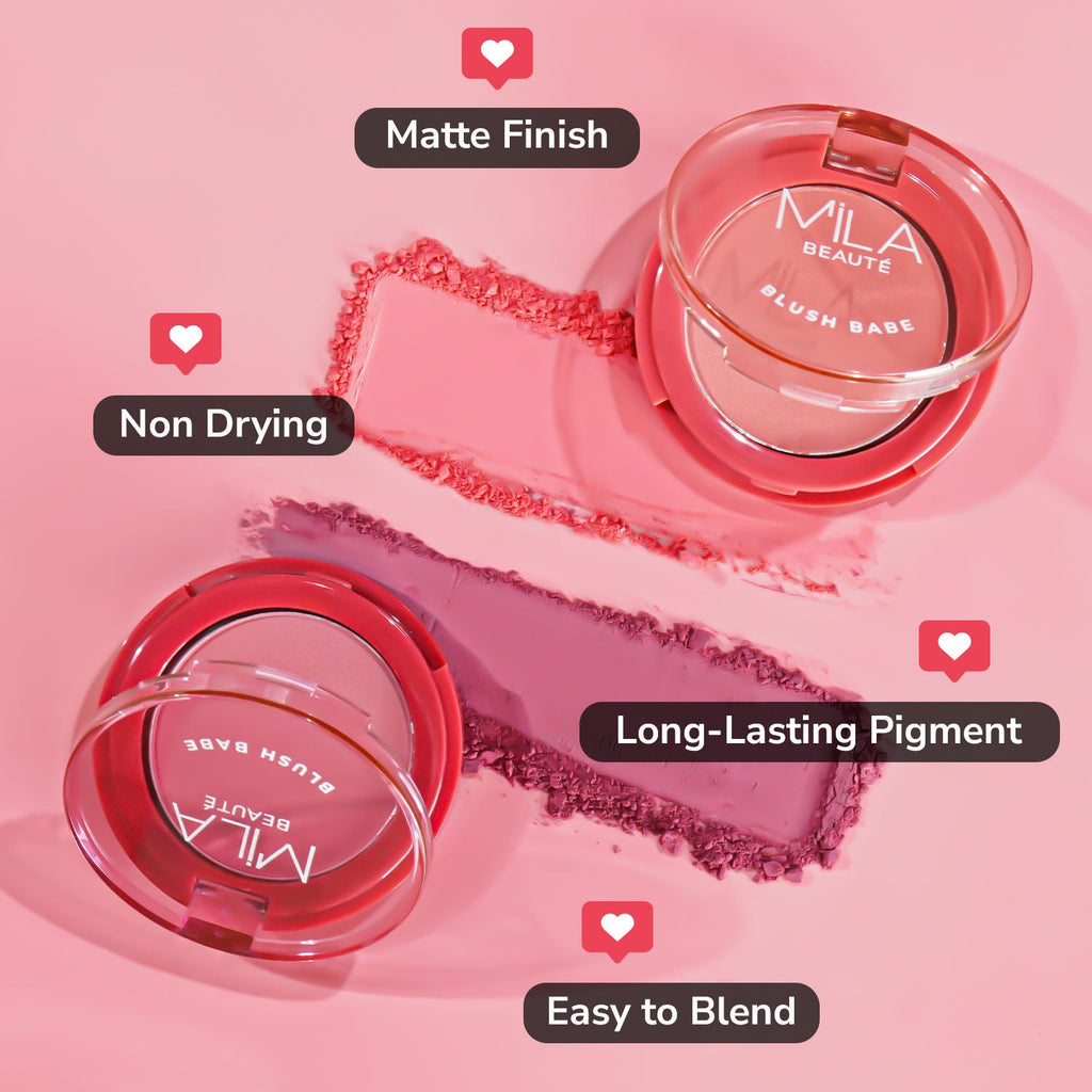 Mila Beauté Matte Finish Blush Babe Powder Blush With Rosehip Oil