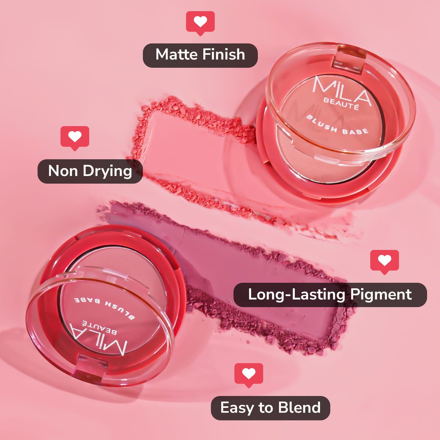 Mila Beauté Matte Finish Blush Babe Powder Blush With Rosehip Oil