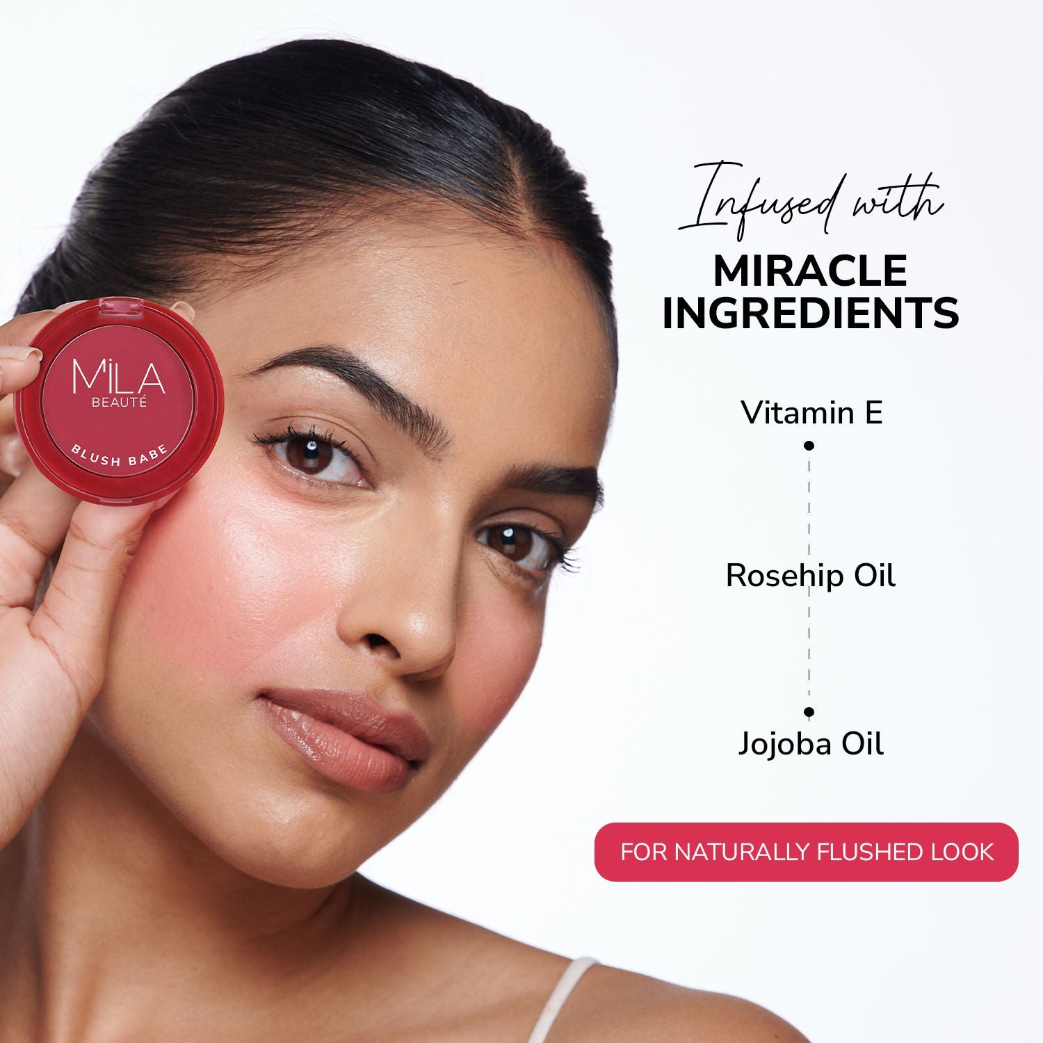 Mila Beauté Matte Finish Blush Babe Powder Blush With Rosehip Oil