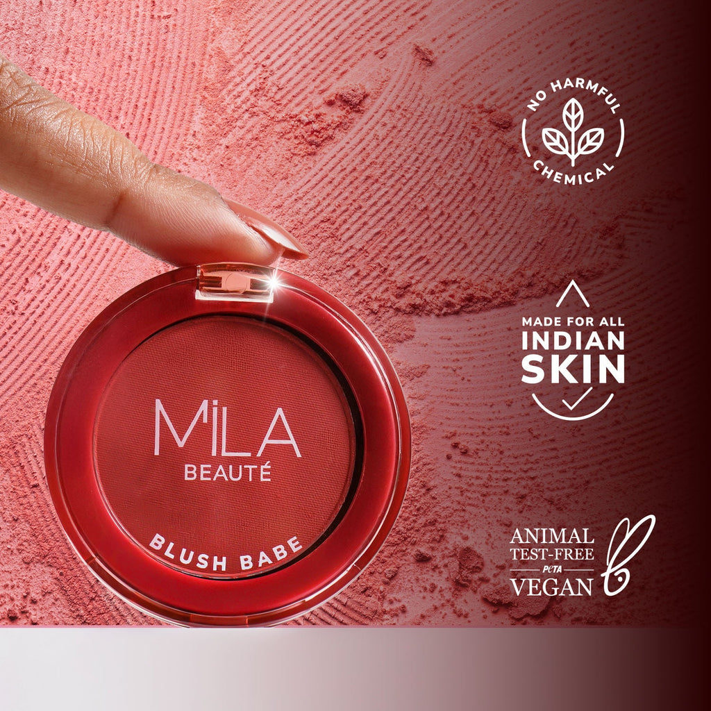 Mila Beauté Matte Finish Blush Babe Powder Blush With Rosehip Oil