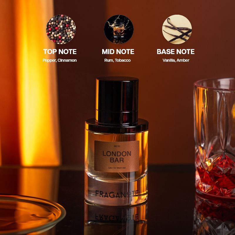 Fraganote London Bar EDP Premium Long Lasting Perfume for Men, Smoky, Spicy & Boozy Scent