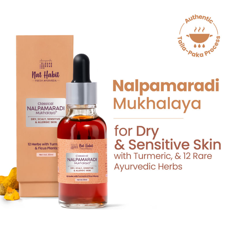 Nat Habit Taila-Paka Nalpamardi Skin Brightening Treatment Face Oil, Tailam For Dry & Allergic Skin