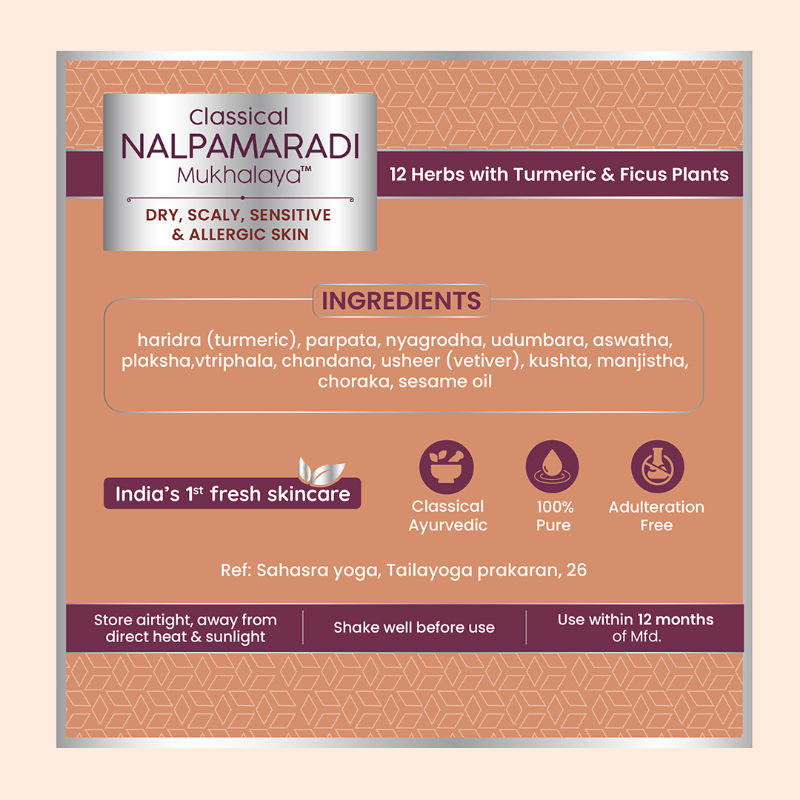 Nat Habit Taila-Paka Nalpamardi Skin Brightening Treatment Face Oil, Tailam For Dry & Allergic Skin