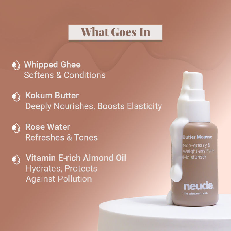 Neude Skin Non-Greasy Weightless Face Moistuirizer for Dry Skin - Butter Mousse
