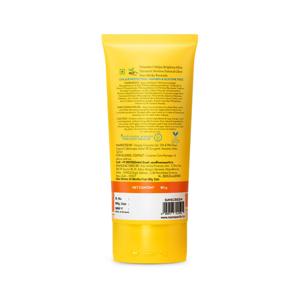 Mamaearth Vitamin C Daily Glow Sunscreen With Vit C & Turmeric For Tan Protect... - In-Vivo tested