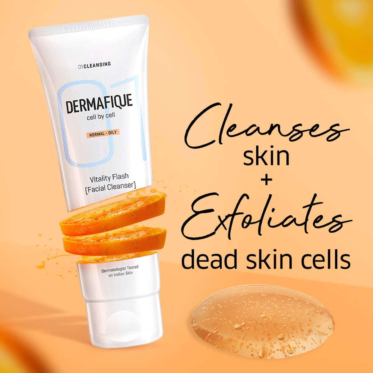 Dermafique Vitality Flash Facial Cleanser, Exfoliating Face Wash, Cleanses Pores, Removes Oil
