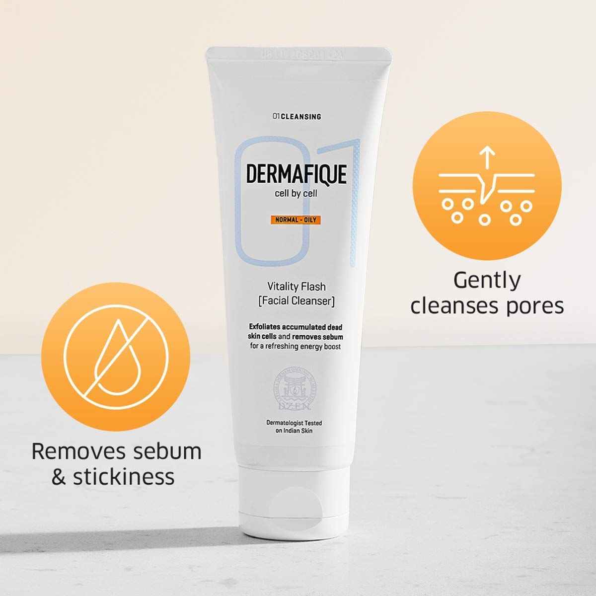 Dermafique Vitality Flash Facial Cleanser, Exfoliating Face Wash, Cleanses Pores, Removes Oil