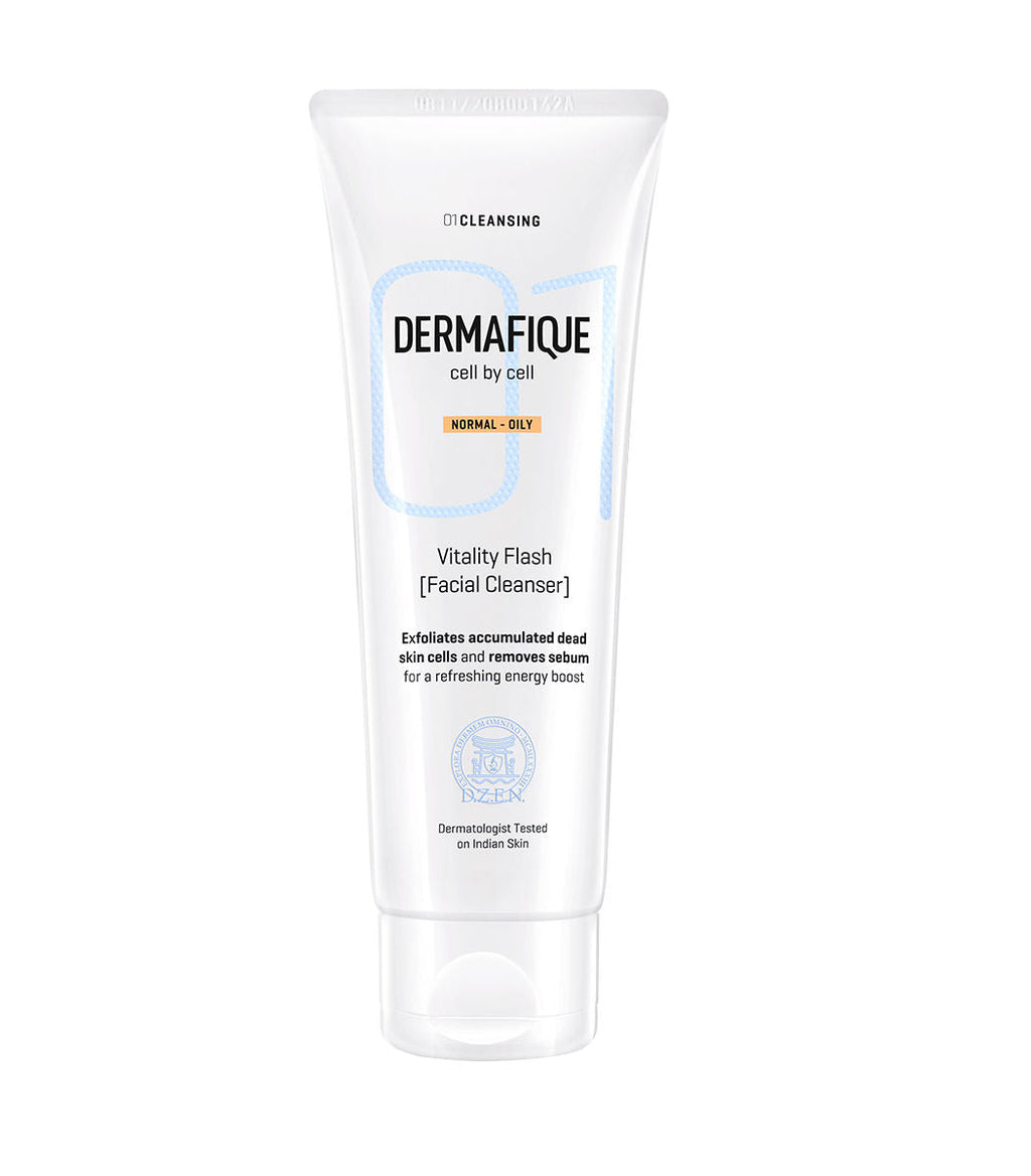 Dermafique Vitality Flash Facial Cleanser, Exfoliating Face Wash, Cleanses Pores, Removes Oil