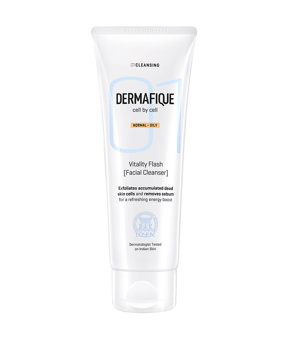 Dermafique Vitality Flash Facial Cleanser, Exfoliating Face Wash, Cleanses Pores, Removes Oil
