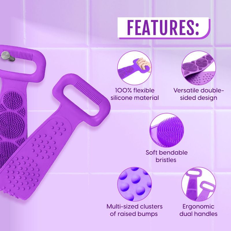 Matra Professional Silicone Body Back Scrubber Belt Exfoliating Bath Brush