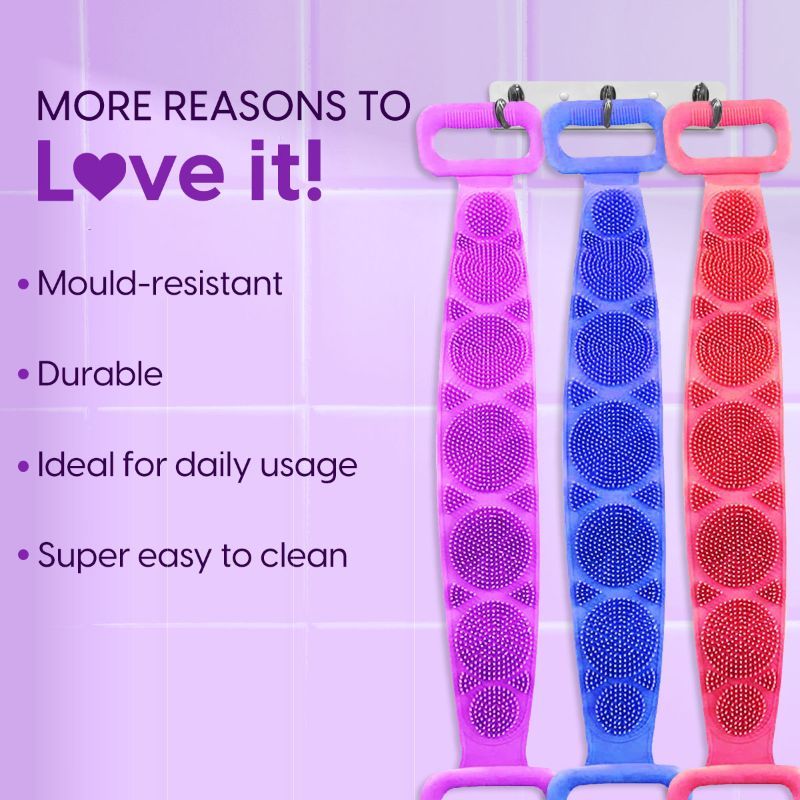 Matra Professional Silicone Body Back Scrubber Belt Exfoliating Bath Brush