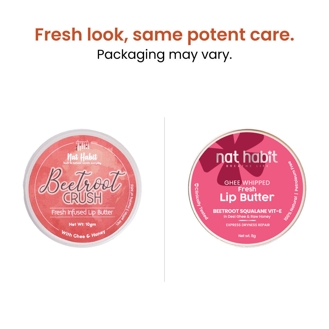 Nat Habit Beetroot Lip Butter With Desi Ghee & Honey Lip Balm For Natural Pink Lips, Lip Moisturizer