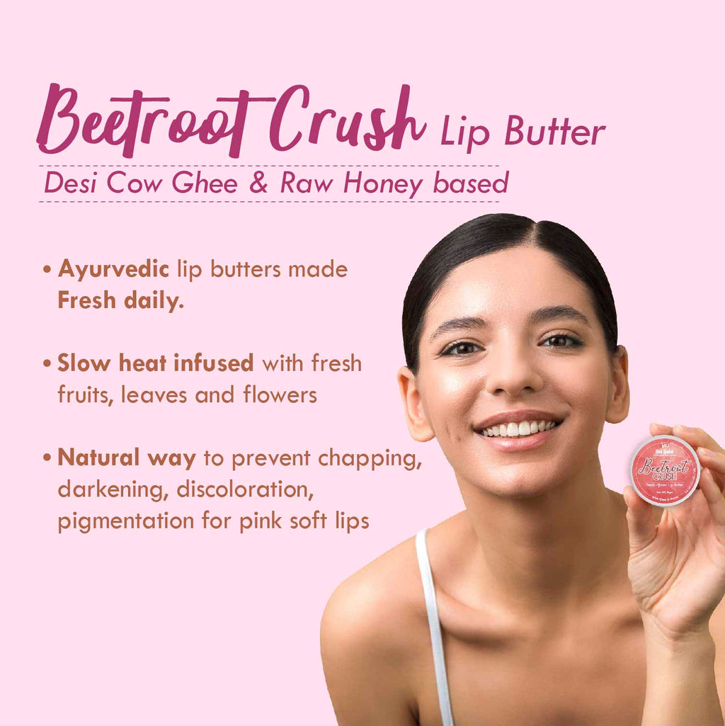Nat Habit Beetroot Lip Butter With Desi Ghee & Honey Lip Balm For Natural Pink Lips, Lip Moisturizer