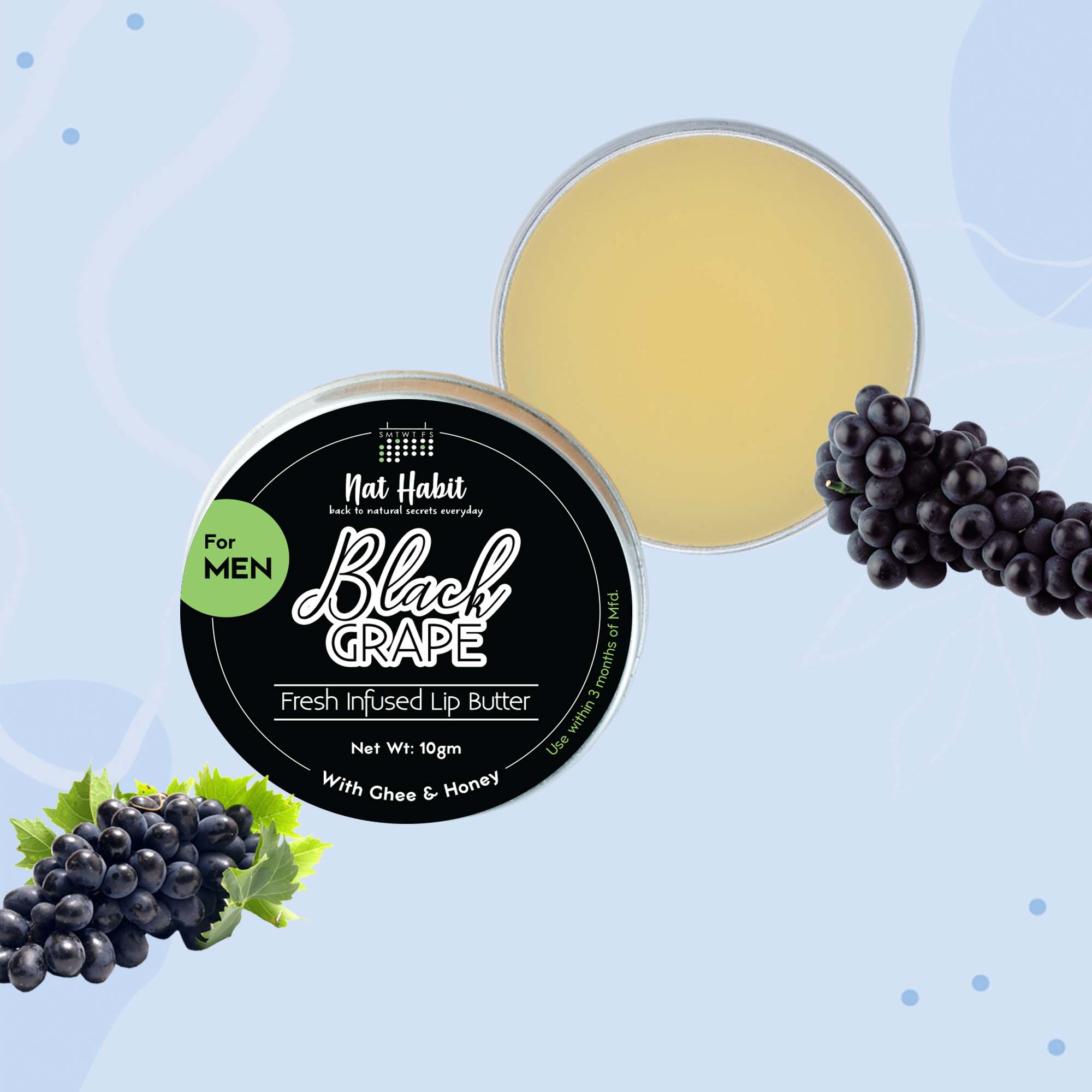 Nat Habit Desi Ghee & Honey Lip Butter, Non Tinted Black Grape Lip Balm For Men, Dark Lip Lightening