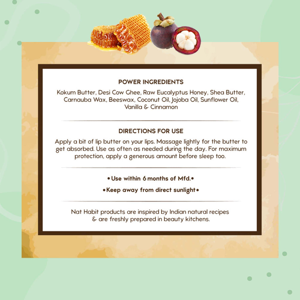 Nat Habit Desi Ghee & Honey Lip Balm - Kokum Honey Lip Butter For Lip Pigmentation & Lip Lightening