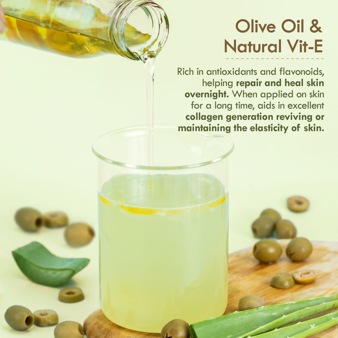 Nat Habit Active Olive Night Vitamin E Face Gel Moisturiser For Anti-Aging & Collagen Boost
