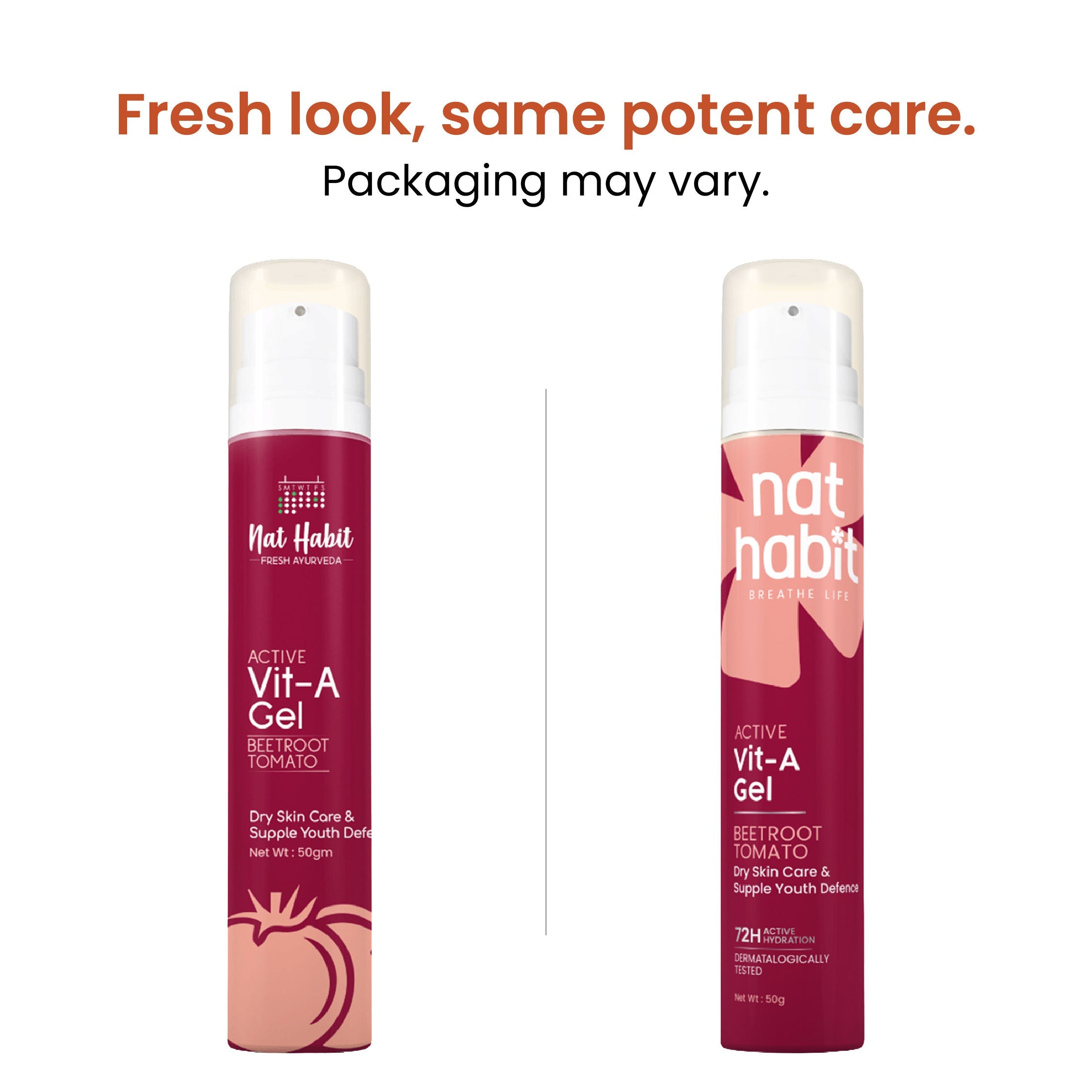 Nat Habit Active Beetroot Tomato Vitamin A Face Gel Moisturiser For Dry Skin Care & Collagen Boost