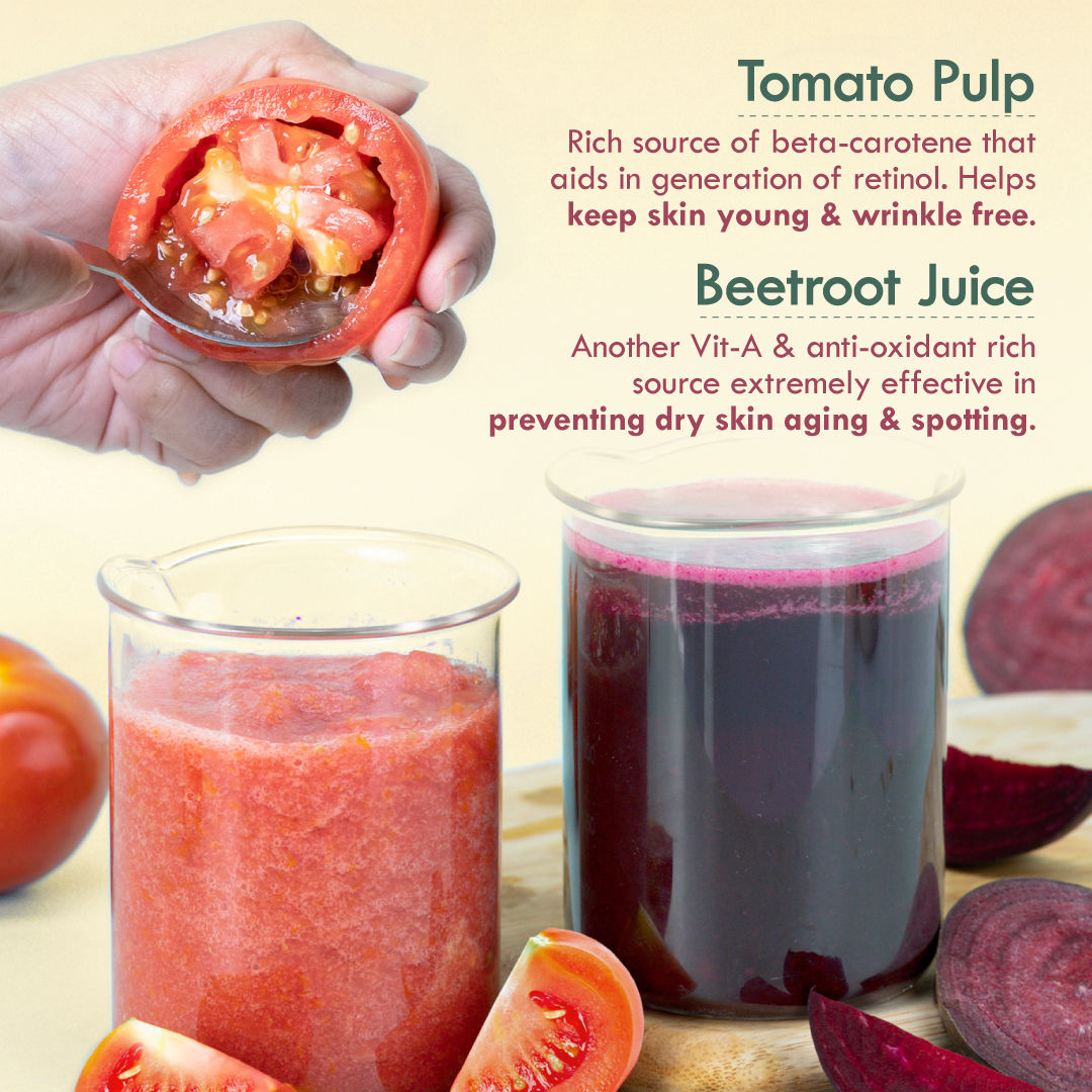 Nat Habit Active Beetroot Tomato Vitamin A Face Gel Moisturiser For Dry Skin Care & Collagen Boost