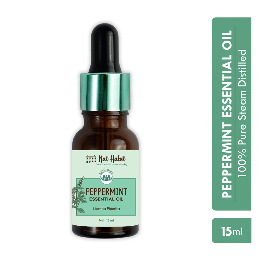 Nat Habit Peppermint Essential Oil for Hair Growth, Itchy Scalp Care, Dandruff Control - 100% Pure