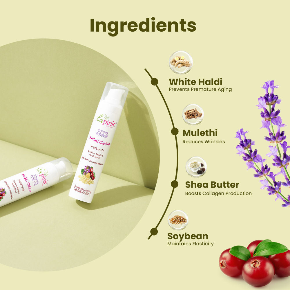 La Pink Young Forever Anti-Aging Night Repair Cream With Bakuchi For Fine Lines & Wrinkles