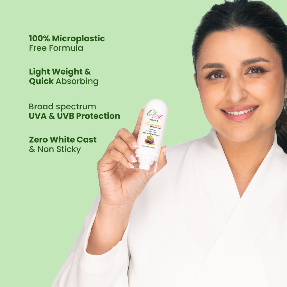 La Pink Vitamin C Sunscreen SPF 50 PA ++++ Hyaluronic Acid & Niacinamide For UVA Protection