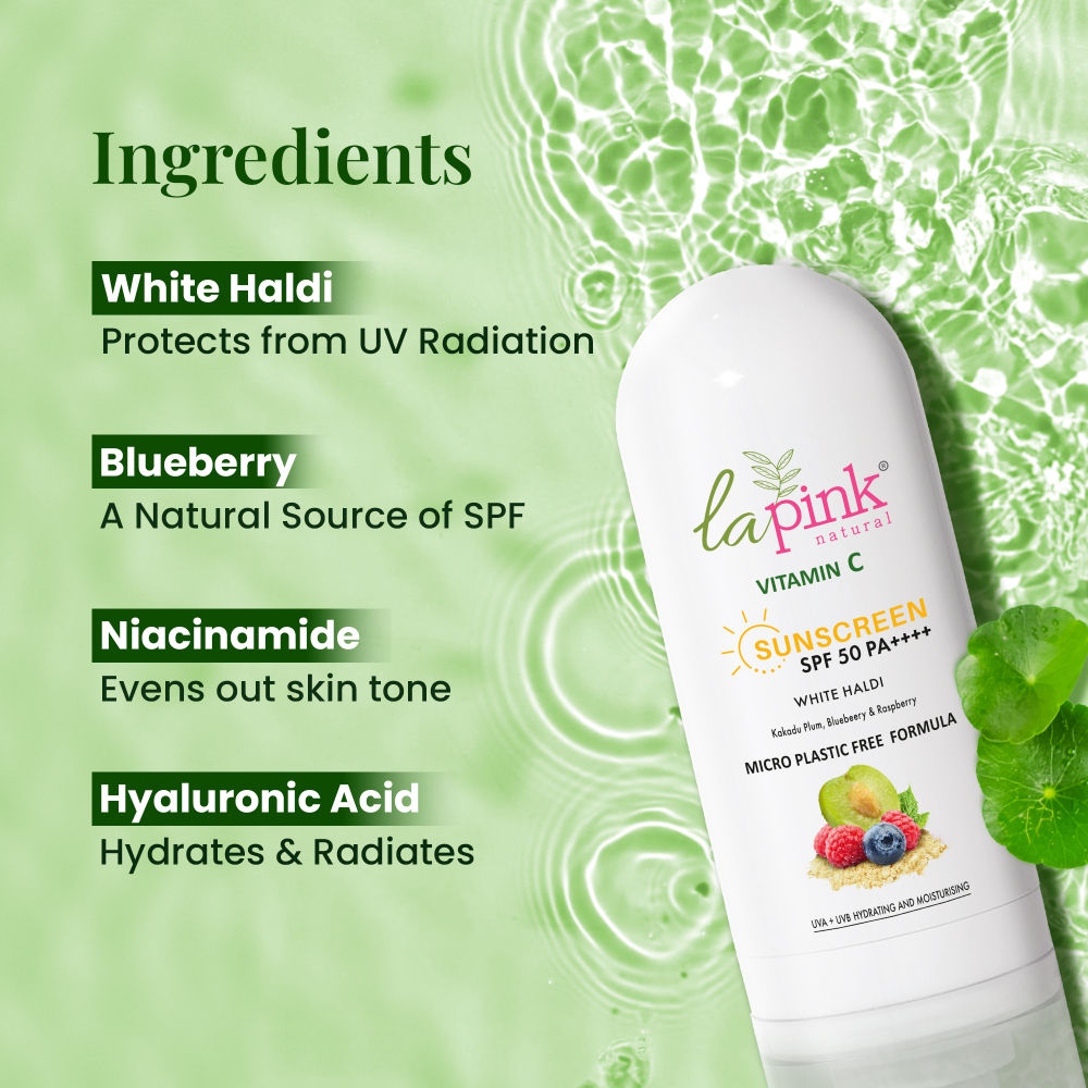 La Pink Vitamin C Sunscreen SPF 50 PA ++++ Hyaluronic Acid & Niacinamide For UVA Protection