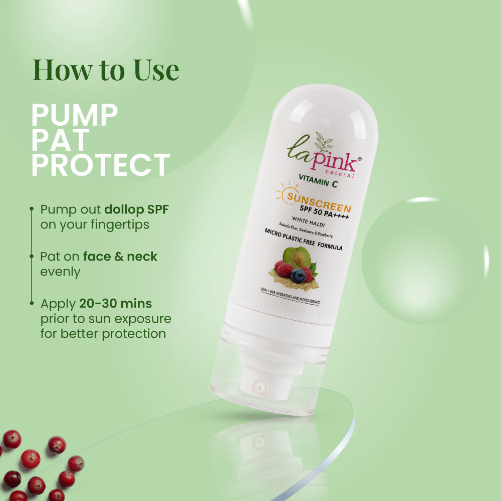 La Pink Vitamin C Sunscreen SPF 50 PA ++++ Hyaluronic Acid & Niacinamide For UVA Protection