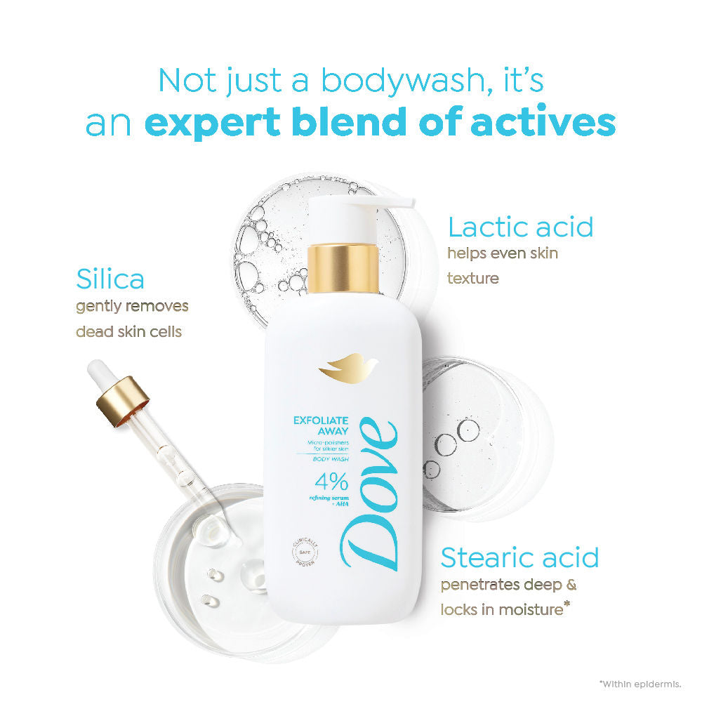 Dove Exfoliate Away Serum Body Wash with 4% Refining Serum + AHA