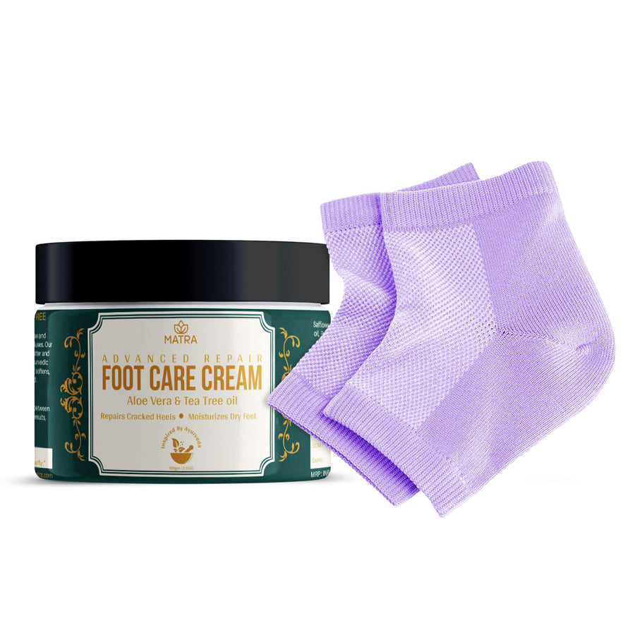 Matra Foot Cream for Cracked Heels & Dry Feet with Moisturising Silicone Cotton Socks Callus Repair