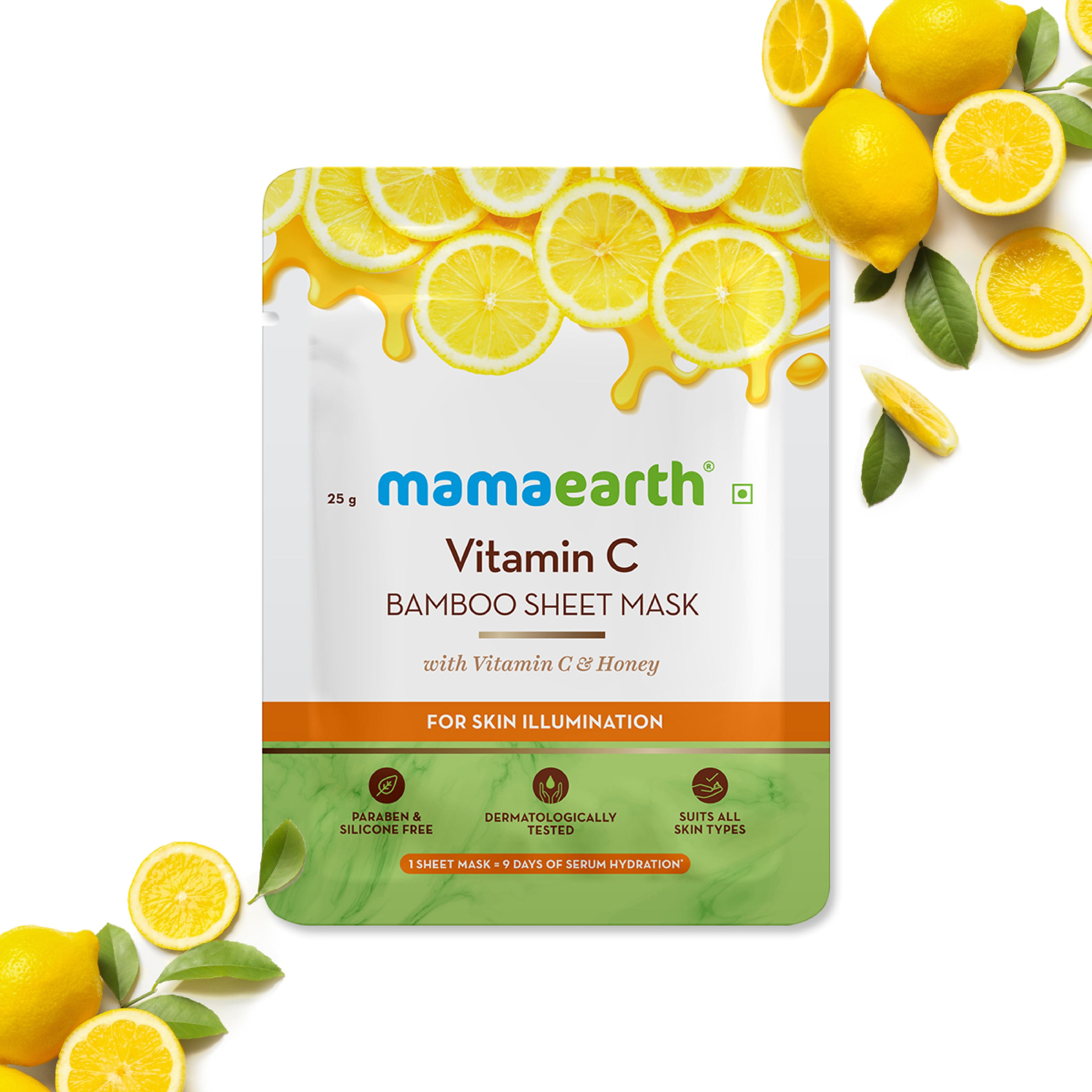 Mamaearth Vitamin C Bamboo Sheet Mask with Vitamin C & Honey for Skin Illumination