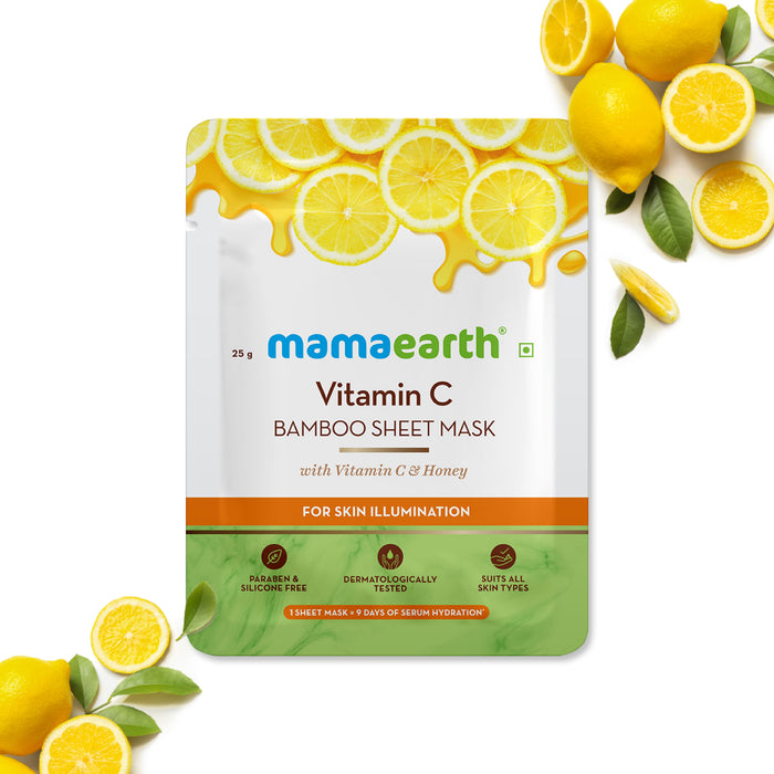 Mamaearth Vitamin C Bamboo Sheet Mask with Vitamin C & Honey for Skin Illumination