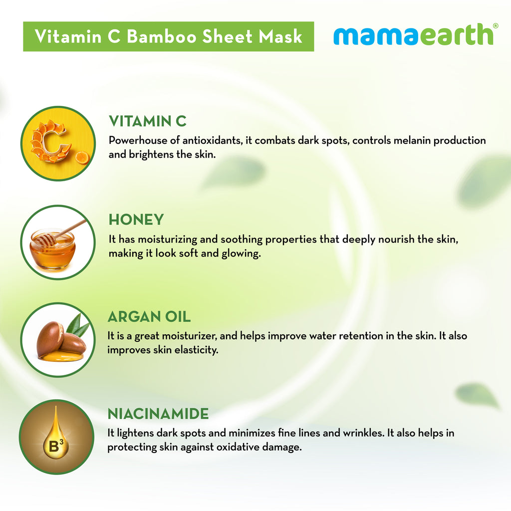 Mamaearth Vitamin C Bamboo Sheet Mask with Vitamin C & Honey for Skin Illumination