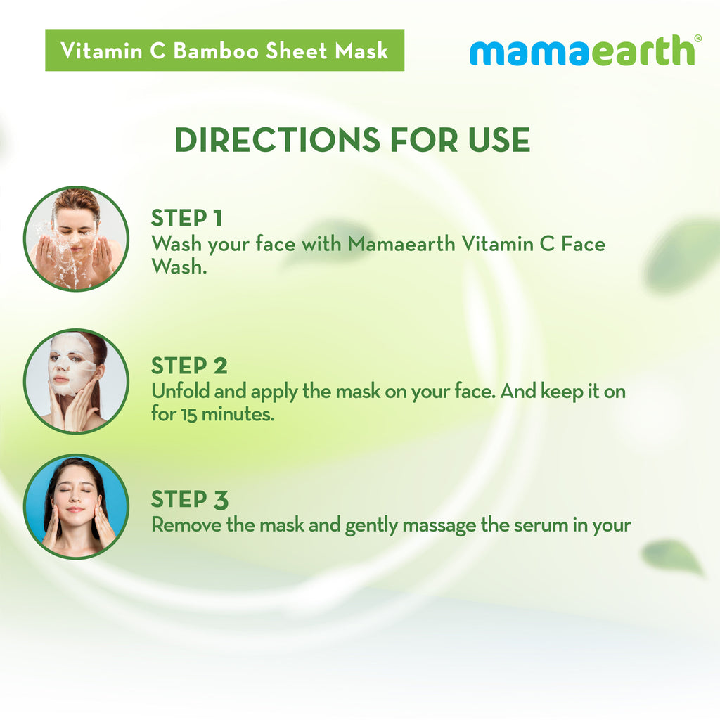 Mamaearth Vitamin C Bamboo Sheet Mask with Vitamin C & Honey for Skin Illumination