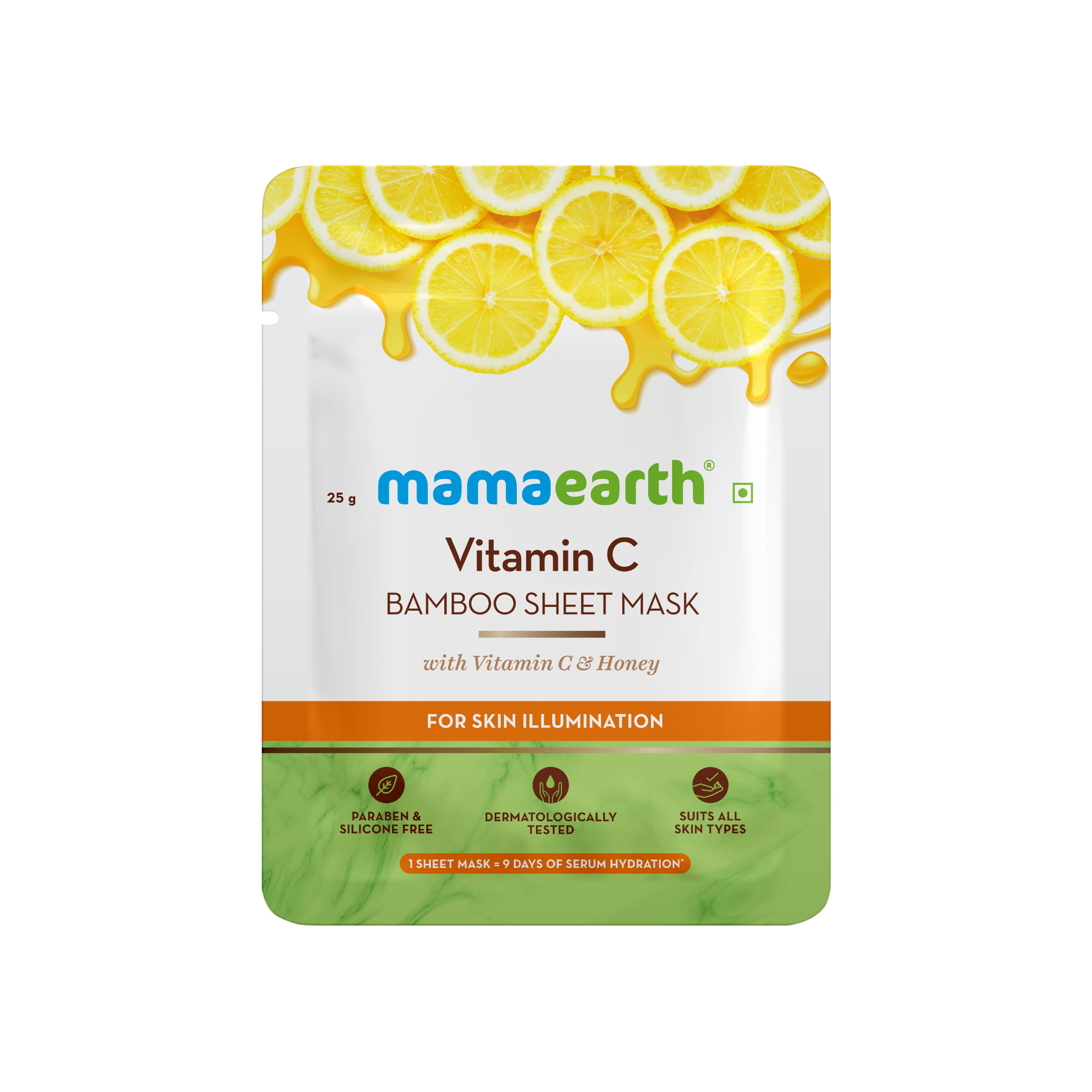 Mamaearth Vitamin C Bamboo Sheet Mask with Vitamin C & Honey for Skin Illumination