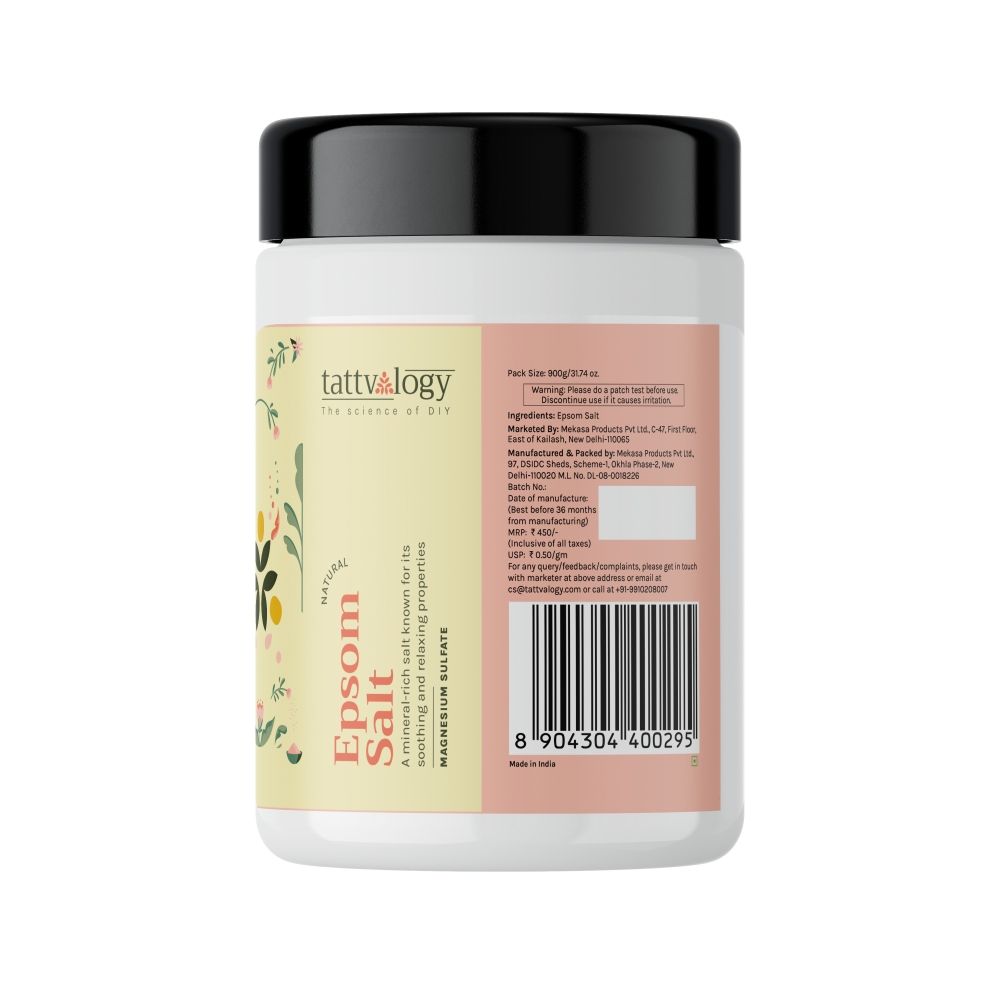 Tattvalogy Pharma Grade Epsom Salt - Muscle Relief, Feet Soak & Relaxing Bath Salt for Ultimate Care