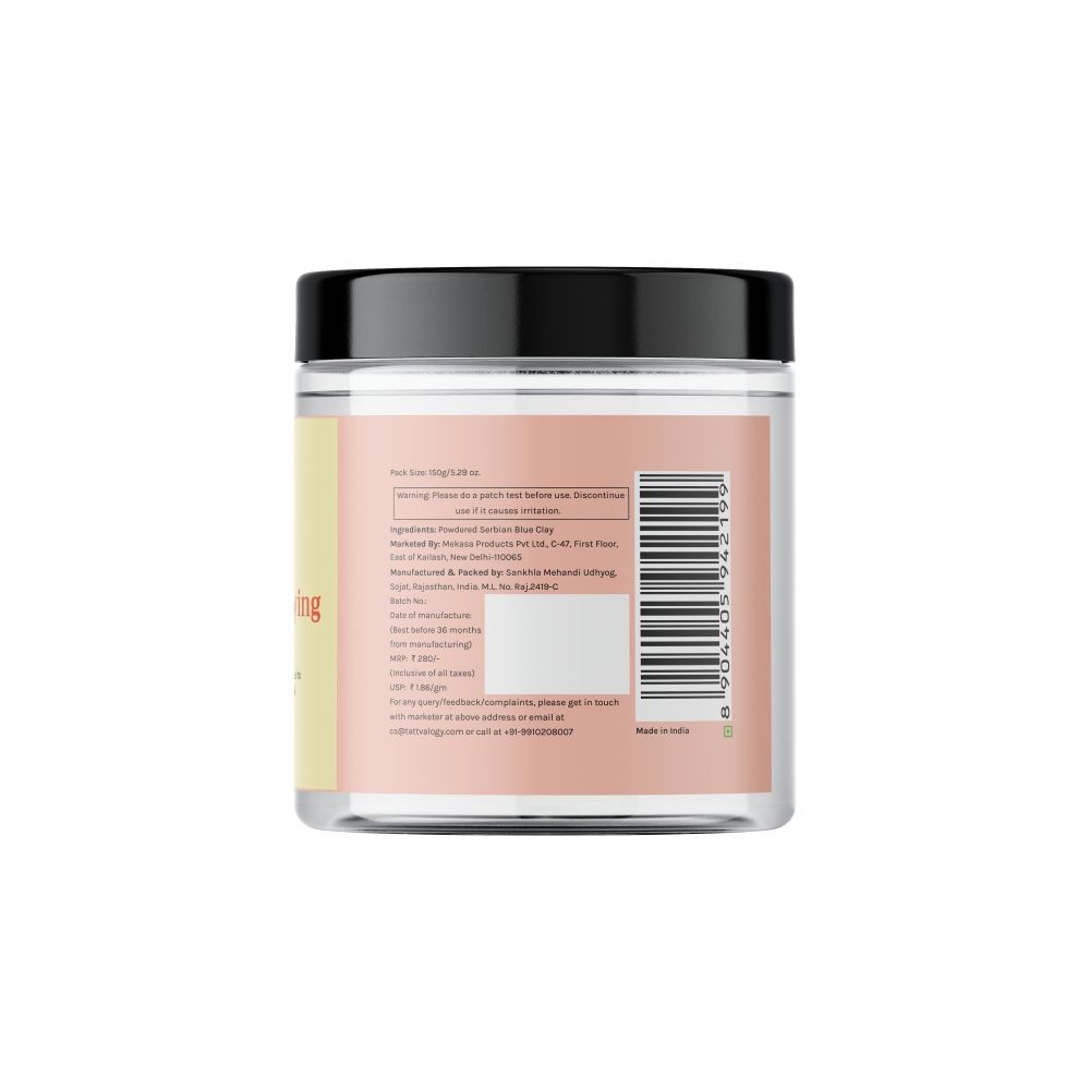 Tattvalogy Serbian Blue Clay - Detoxifies, Purifies Pores & Restores Glow for Balanced, Healthy Skin
