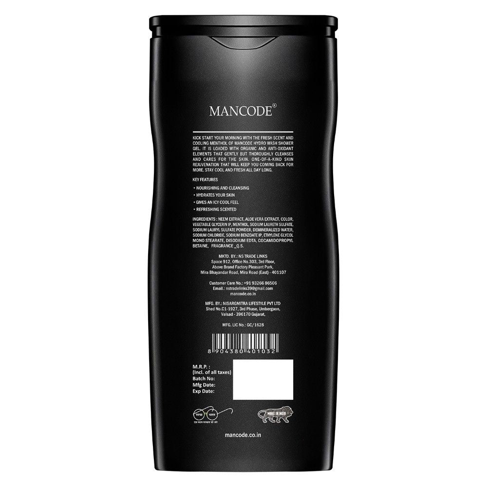 ManCode Hydro Body Wash 3 In 1 Body Wash Face Wash Hair Shampoo For Men