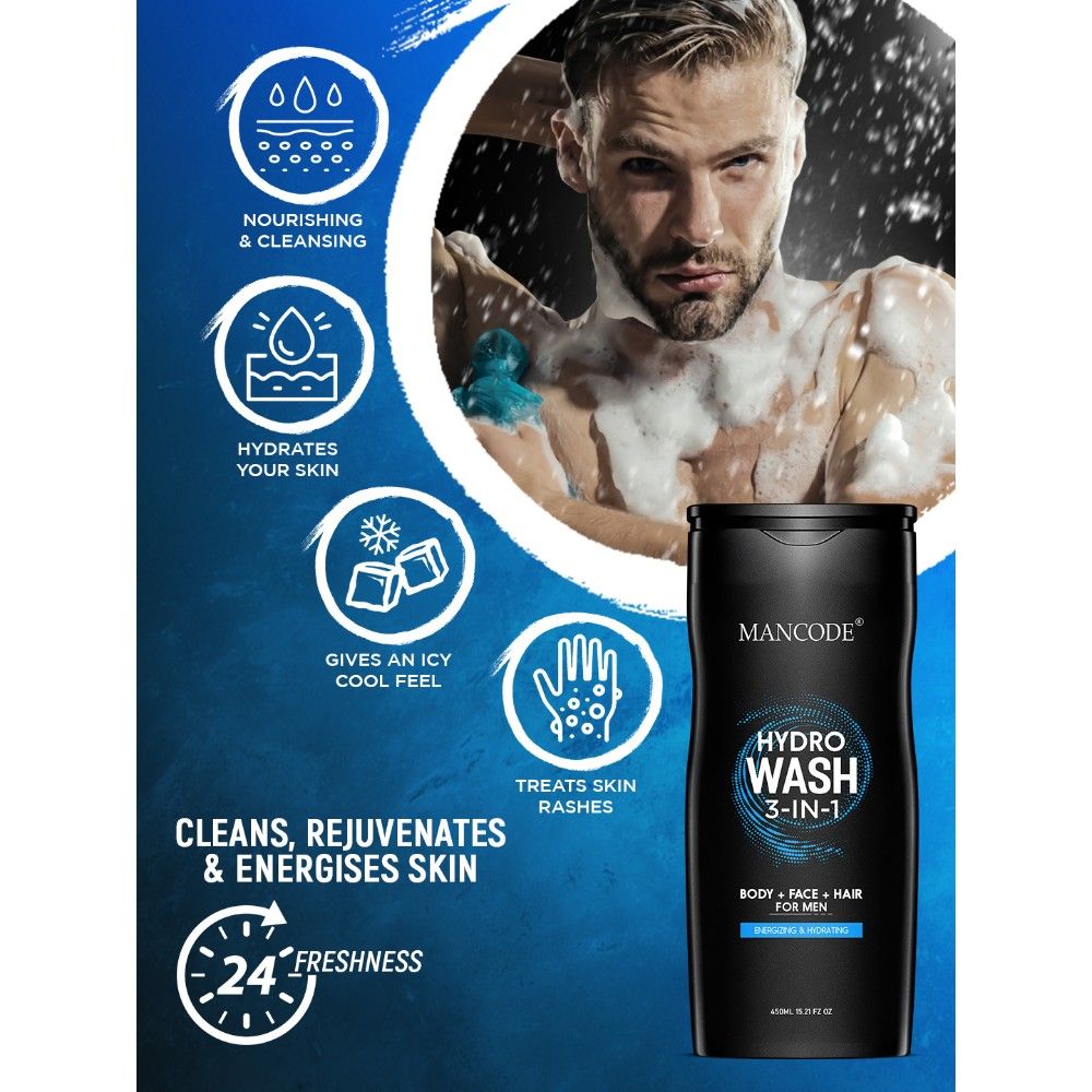 ManCode Hydro Body Wash 3 In 1 Body Wash Face Wash Hair Shampoo For Men