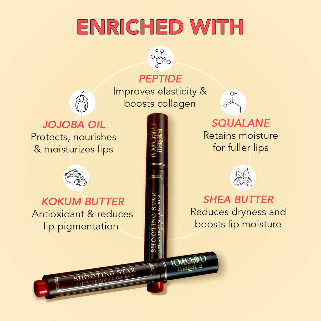LoveChild Masaba Shooting Star Hyper Hydrating Gloss Balm, Enriched with Peptides, Shea Butter & Jojoba Oil