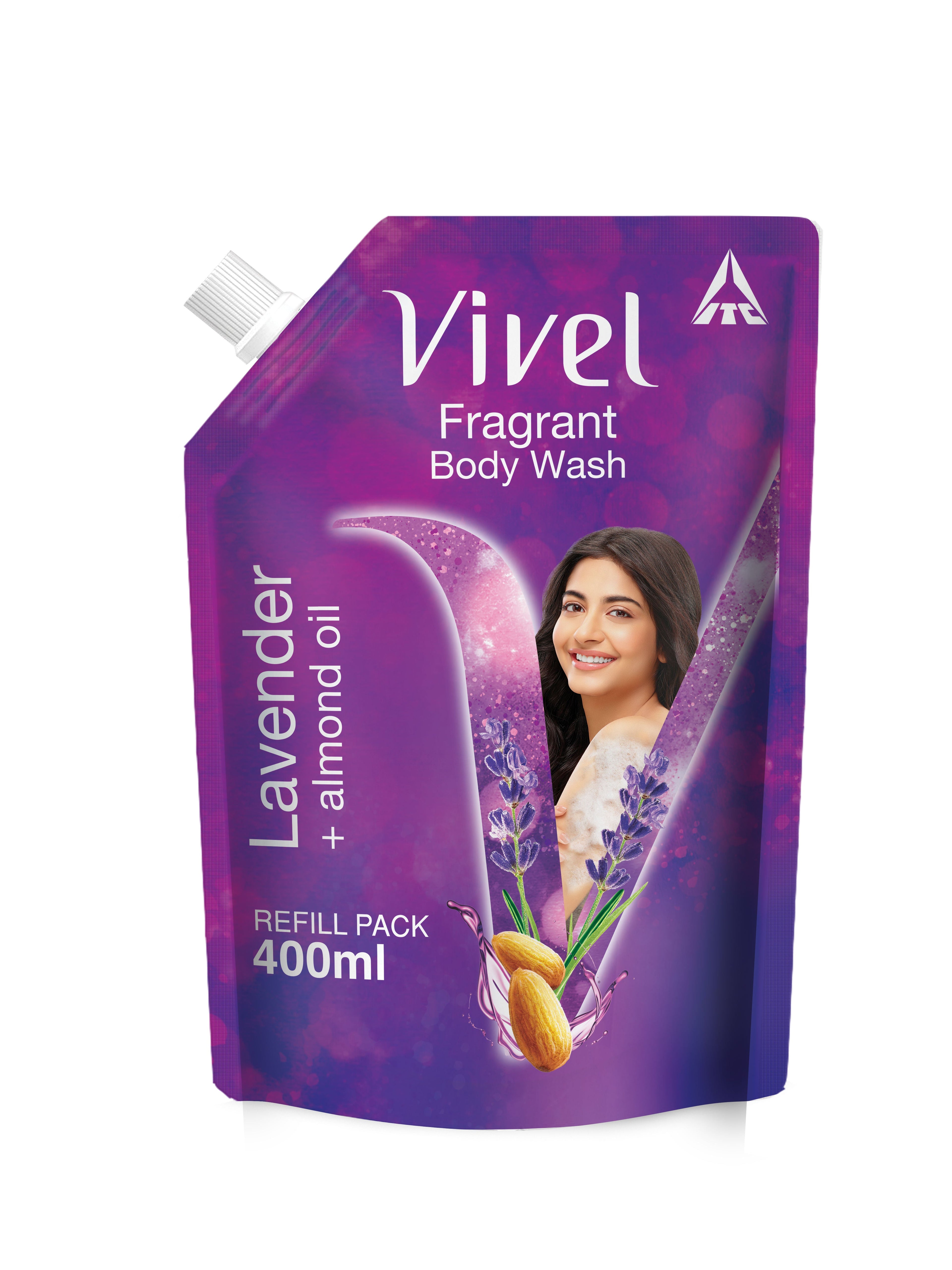 Vivel Fragrant Body Wash Lavender & Almond Oil Moisturizing Shower Gel Supersaver Refill Pack