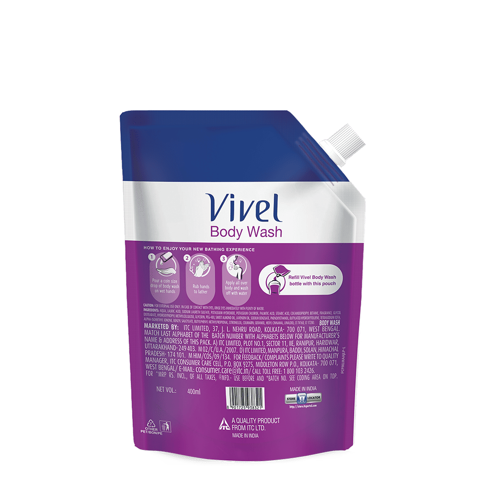 Vivel Fragrant Body Wash Lavender & Almond Oil Moisturizing Shower Gel Supersaver Refill Pack