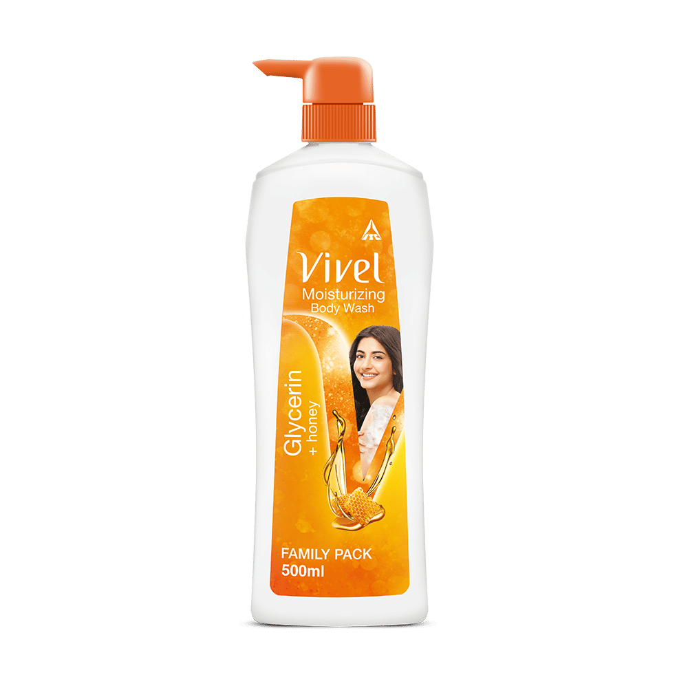 Vivel Moisturizing Body Wash Glycerin & Honey Pump Bottle Shower Gel for Soft Glowing Skin