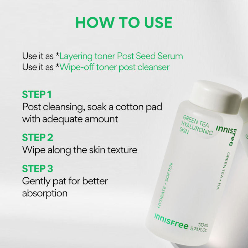 Innisfree Green Tea Hyaluronic Toner - Hydrating & Refreshing Skin