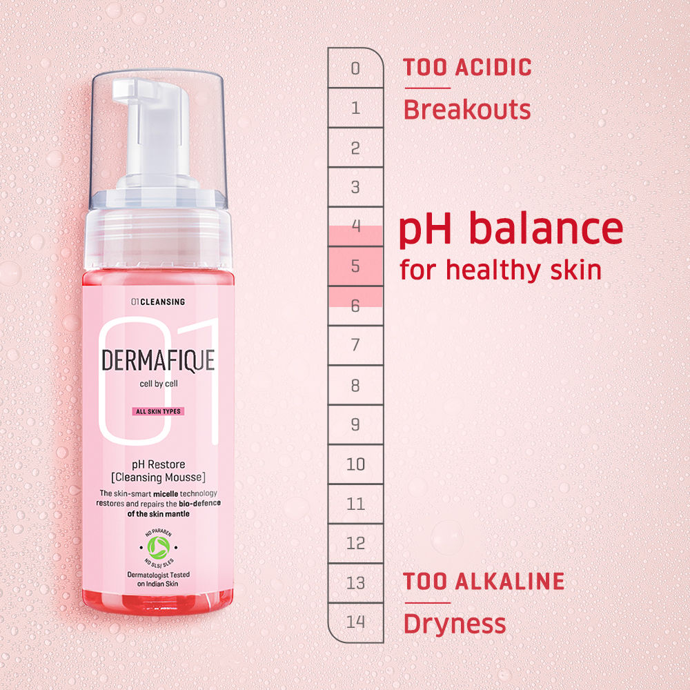 Dermafique Ph Restore Cleansing Mousse, Foaming Face Wash, Restores And Repairs Skin Barrier