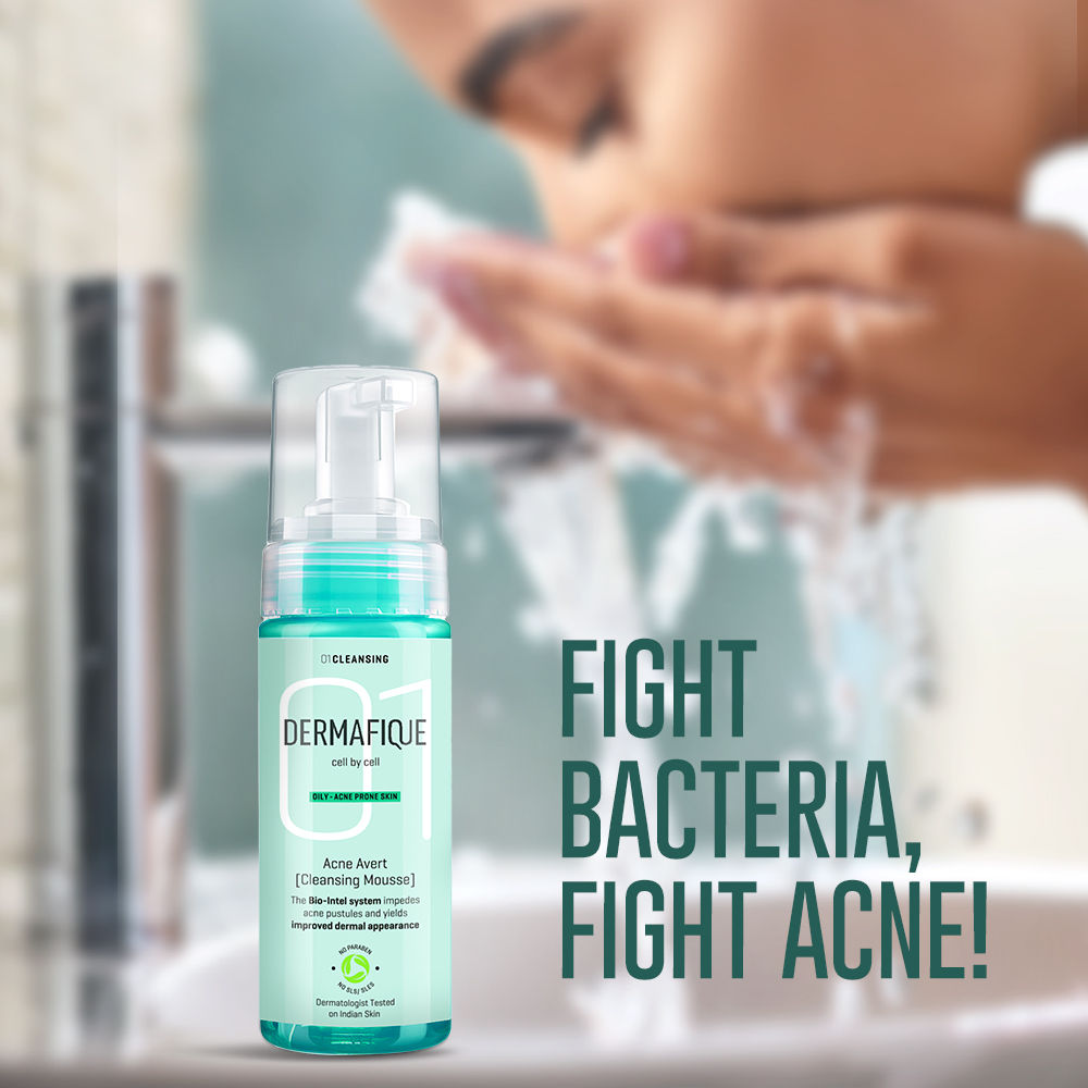 Dermafique Acne Avert Cleansing Mousse, Foaming Face Wash With Salicylic Acid, Reduces Acne