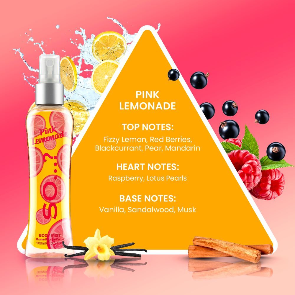 SO... Fragrance Pink Lemonade Body Body Mist Fragrance Spray For Her