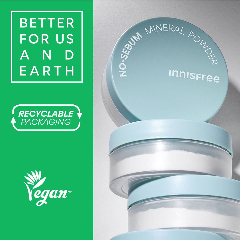 Innisfree No Sebum Mineral Powder For Oil Control, Makeup Fixer & Reduces Hair Greasiness